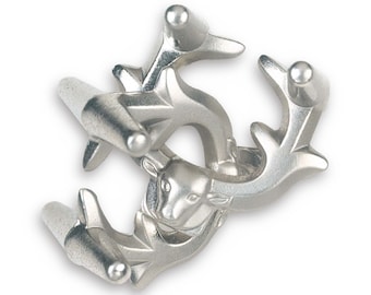 Cast Elk Metal Puzzle, Hanayama, Brain Teaser, Mechanical Puzzle, IQ Logic Teaser, 3D Puzzle, Puzzle, Huzzle