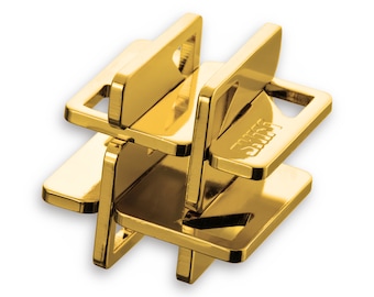 Hanayama Cast Shift Gold Metal Brain Teaser Puzzle, Huzzle 40th Anniversary Limited Edition, Assembly and Disassembly Educational Toy Puzzle