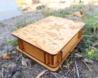 Button Box Wood Puzzle, Brain Teaser, Game, Mechanical Puzzle, IQ Logic Teaser, 3D Puzzle, Wooden Puzzle