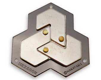Cast Hexagon Metal Brain Teaser, Mind Teaser Puzzle, Hanayama, Mechanical Brain Game Puzzle, Educational Toy for Kids Teens Adults & School