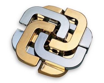 Cryptic Cross Metal Puzzle, Brain Teaser, Mechanical Puzzle, IQ Logic Teaser, 3D Puzzle, Puzzle
