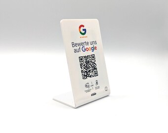 Rate us on Google NFC tag Stand / Display / Stand with Google Rating QR code - German