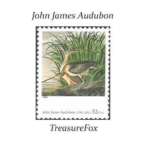 FIVE 32c John James Audubon Sello de pintura de vida silvestre .. Sellos postales vintage no utilizados de EE. UU. / Arte estadounidense / Naturaleza en sellos / Arte / Pintura