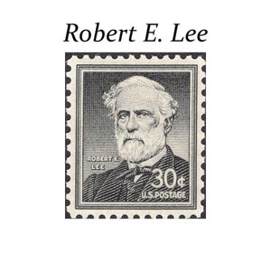 CINCO sellos de 30 c de Robert E. Lee / Paquete de 5 sellos postales estadounidenses antiguos sin usar / General de la Guerra Civil / Boda en Virginia / Sellos para envío postal