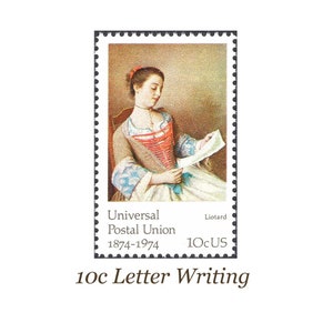 DIEZ sellos postales de 10 c. Obras maestras del arte de Liotard sin usar / Cartas que se mezclan / Escritura de cartas / Lectura de cartas / Cartas de amor / Arte postal