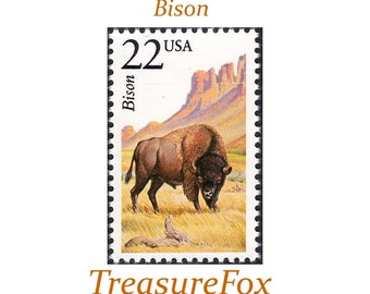 Fünf 22c Bison Briefmarken .. Unbenutzte US Briefmarken .. 5er Pack Briefmarken | Hochzeit im Westernstil | Südwesten | Wildtiere | Wilder Westen | Büffel