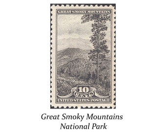Five 10c Smoky Mountains National Park stamps .. Vintage Unused US Postage Stamps | Pack of 5 stamps | North Carolina | National Parks Set