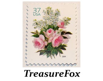 Dix 37 c lilas et roses timbres. Timbre-poste américain inutilisé. Parfait pour les faire-part de mariage, faites gagner la date, RSVP. Paquet de 10 | Victorien