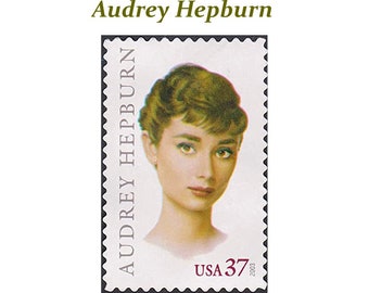 Five 37c AUDREY HEPBURN stamps | Unused Vintage Mint Postage Stamps | Hollywood Movie star and Ambassador against hunger | Oscar winner