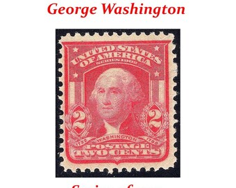 2c George Washington-stempel uit 1902. Vintage ongebruikte Amerikaanse postzegel | Postzegels verzamelen | Postmeester | penvrienden en kalligrafiecadeaus.