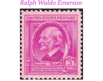 TEN 3c Ralph Waldo Emerson .. Vintage Unused US Postage Stamps | Pack of 10 stamps | American Author | Transcendentalism | Books | Universe