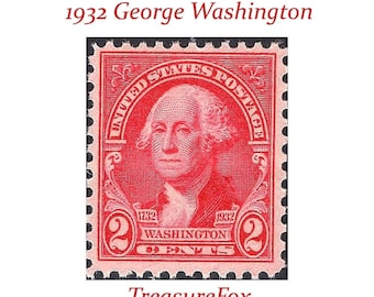 Pak van 10 | 2c George Washington-stempel uit 1932 | Vintage ongebruikte Amerikaanse postzegel | Postzegels verzamelen | penvrienden en kalligrafiecadeaus.