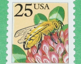 TEN 25c Honey Bee Stamps .. Vintage Unused US Postage Stamp .. Pollinators | Wild Honey | Beeswax | Sweet Treat | Natures Candy | Pack of 10