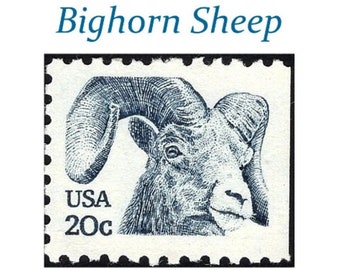Ten 20c Bighorn Sheep Stamps .. Unused US Postage Stamps | Western wedding | Rocky Mountain Bride | Wildlife Conservation | Stamps for mail
