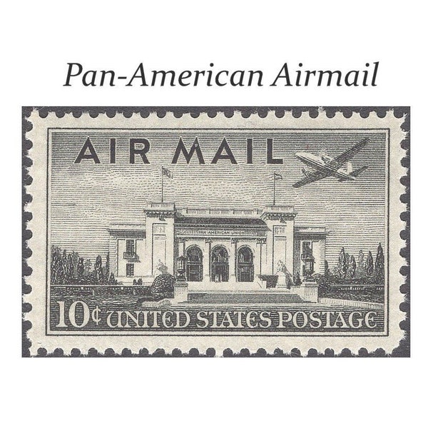 TEN 10c Pan-American Building Airmail Stamp .. Pack of 10 Vintage Unused postage stamps. | Washington DC | Latin America Postage | Penpals