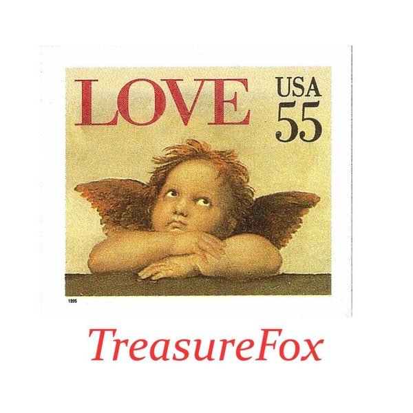 FIVE 55c Cherub Love Stamps .. Unused US Postage Stamps | Angel | Christmas postage | Love Christmas | Christmas Card | 55c RSVP Love stamps