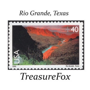 CINCO 40c Sello del Río Grande / Sellos postales vintage no utilizados / Parque Nacional / Texas / Boda del Suroeste / Novia Occidental / Novia de Texas