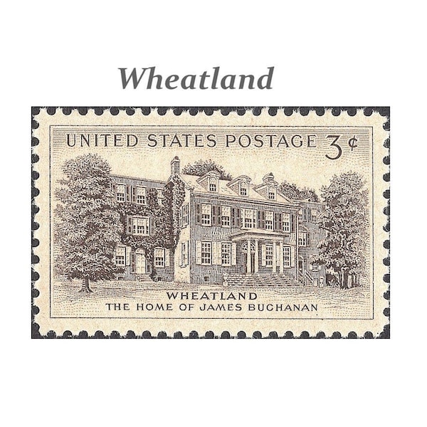 3c Wheatland stamp .. Unused US Postage Stamps .. Pack of 10 stamp | 1950s | Presidential Home | Colonial Architecture | Country Wedding