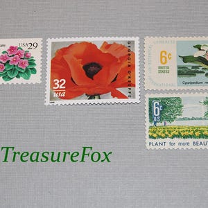Delicias florales... Sellos postales antiguos sin usar... Suficientes para enviar 10 cartas/tarifa de 73 centavos