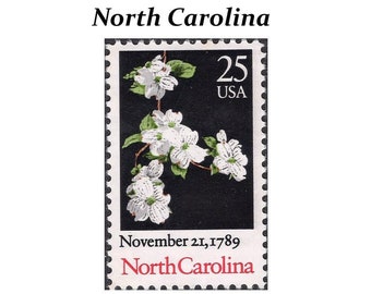 25c North Carolina Eigenstaatlichkeit Stempel | Vintage unbenutzte Briefmarke | 10er Pack Stempel | Hartriegel | Teerferse | Frühlingshochzeit | Braut des Südens