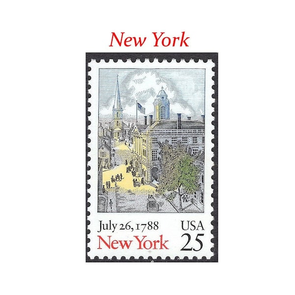 25c New York Statehood stamp | Vintage Unused Postage Stamp | Pack of 10 stamps | New York City | Brooklyn | Bronx | Staten Island | Yonkers