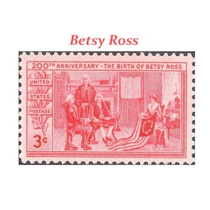 Selo 3c Betsy Ross.. Selos postais dos EUA não utilizados.. Pacote de 10 selos | Bandeira Americana | Velha Glória | Guerra Revolucionária | Presente para veterano