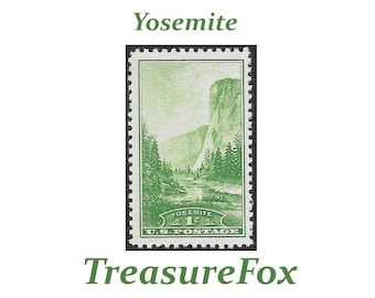 Ten 1c Yosemite National Park Briefmarken. Vintage unbenutzte US-Briefmarken 10er Pack Stempel | Old Faithful | El Capitan | Yosemite Falls