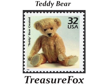 Five 32c Teddy Bear Stamps .. Unused US Postage Stamps .. Children's Room | Plush Dolls | Baby Shower | Winnie the Pooh | Beanie Babies