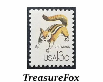 Zehn 13c Chipmunk Briefmarken. Ungebrauchte US Briefmarken | 10er Pack | 13 Cent Stempel | Landhochzeit | Südliche Braut | Kleines Tier | Wildtiere