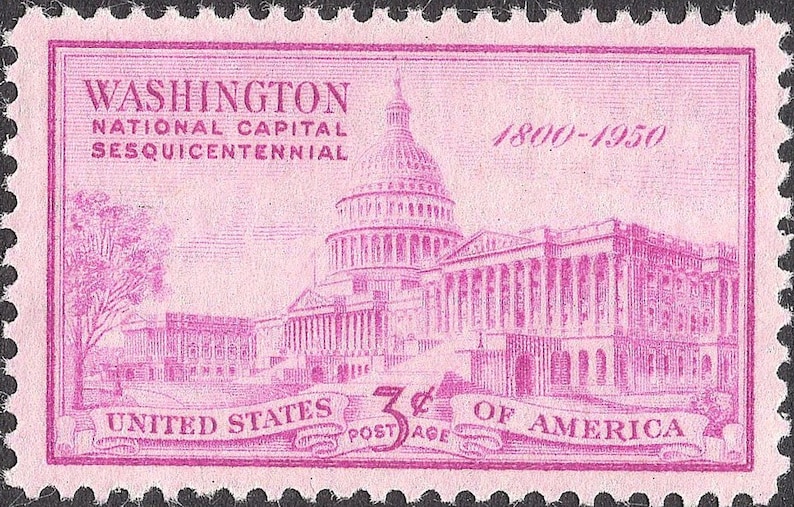 3c U.S. Capital Building stamp .. Unused US Postage Stamps .. Pack of 10 stamp Washington DC Congress National Capital Capital Dome image 2