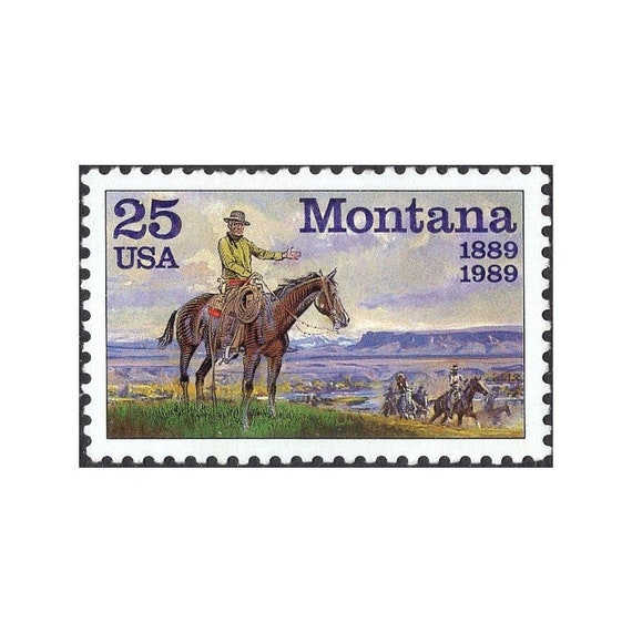 25c Montana Statehood stamp | Vintage Unused Postage Stamp | Pack of 10  stamps | Big Sky Country | Rocky Mountain Bride 