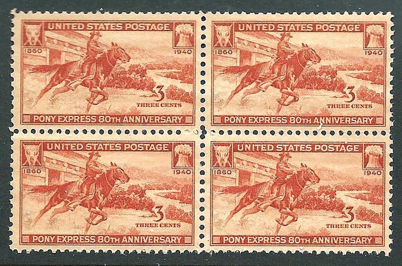 3c Pony Express Stamp .. Pack of 10 Unused Postage Stamps .. Etsy