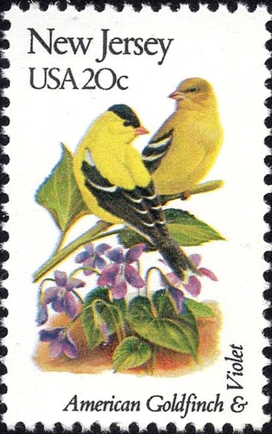 FIVE 20c New Jersey State Bird and Flower Stamps | Vintage