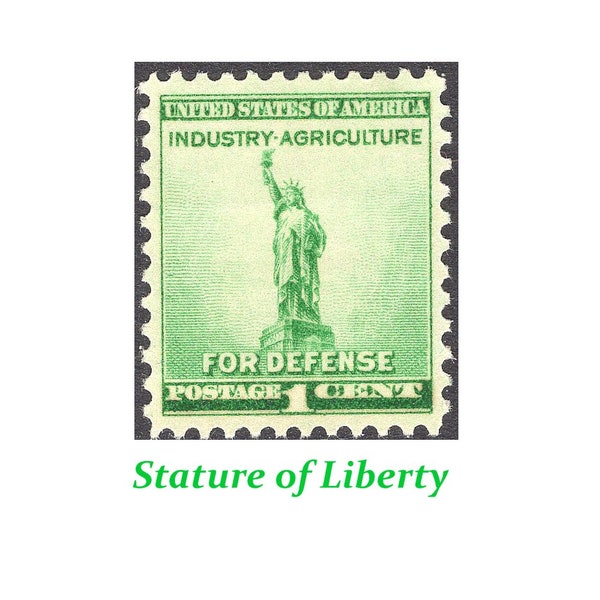 1c Statue of Liberty stamp .. Unused US Postage Stamps .. Pack of 10 stamps | New York City | Lady Liberty | Ellis Island | Beacon of Hope