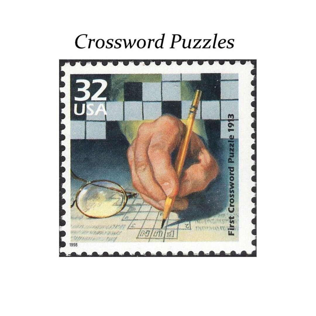 Five 32c Crossword Puzzle Stamps .. Unused US Postage Stamps Newspaper Game Funny Papers New