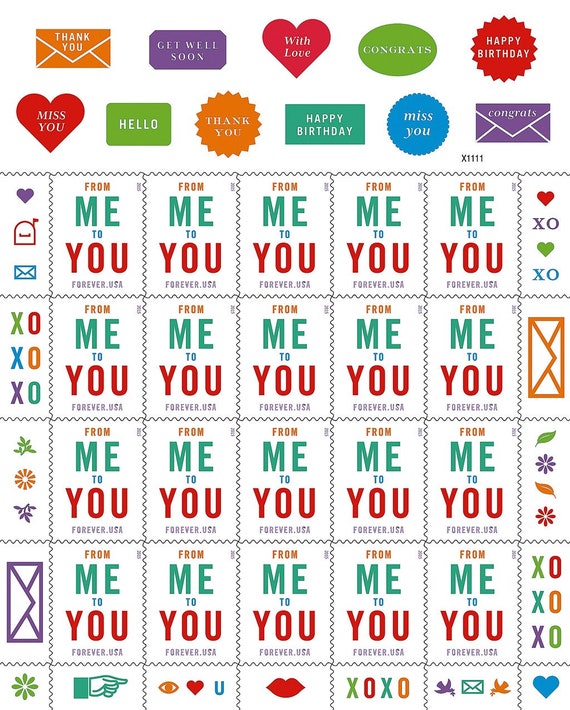 Five 5 From Me To You Unused Forever Postage Stamps Mail Etsy