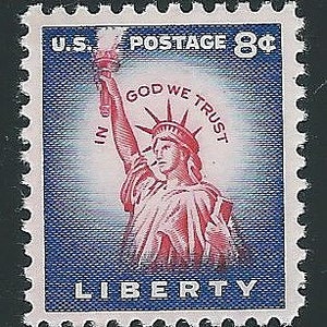 Pack de 20.. Sello de la Estatua de la Libertad de 8 centavos emitido en 1956 .. Vintage Sello postal estadounidense no utilizado .. Monumento a la ciudad de Nueva York / Staten Island