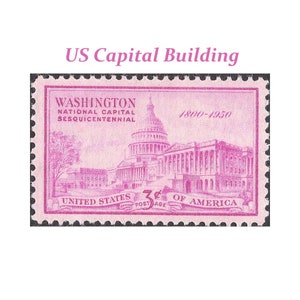 3c U.S. Capital Building stamp .. Unused US Postage Stamps .. Pack of 10 stamp Washington DC Congress National Capital Capital Dome image 1