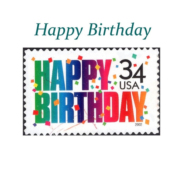 Five 34c Happy Birthday Stamp | Unused US Postage Stamps | Pack of 5 stamps | Kids Birthday Party | Special Occasions | Stamps for Mailing