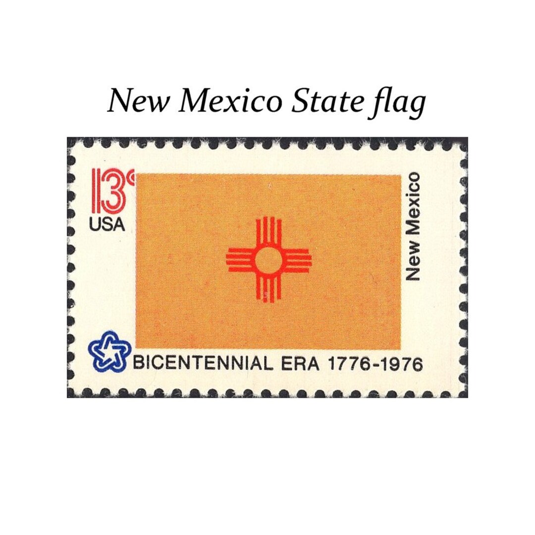 TEN 13c New Mexico State Flag Stamp Vintage Unused US Postage Stamps Rocky Mountain Bride Santa