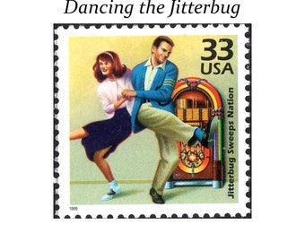 Five 33c Jitterbug Dancing Stamp | Unused US Postage Stamps | Swing Music | 1940s | Dancing | Radio Show | World War II | Stamps for mailing