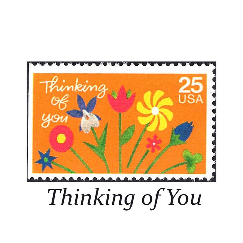 Five 25c Thinking of You Stamp Unused US Postage Stamps Pack of 5