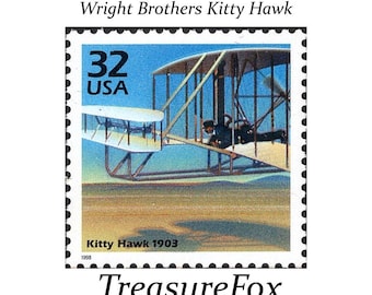 Five 32c Wright Brothers Stamps .. Unused US Postage Stamps | Kitty Hawk | North Carolina | Age of Flight | Airplane | Stamps for mailing