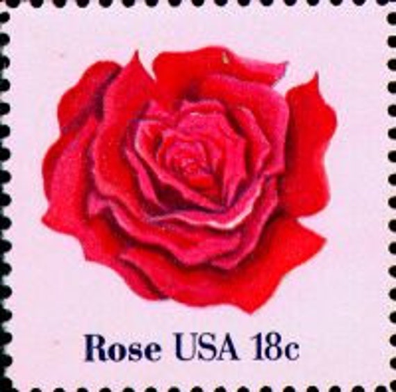 Vintage Rose Pane of 20 Postage Stamps Wedding Stamps Scott 4959 Bundle  with Northarvest Clip