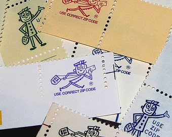 M. ZIP .. timbres-poste vintage .. 50 étiquettes avec code postal correct .. Réservation des déchets, correspondance, rédaction de lettres, philatélie, documents éphémères
