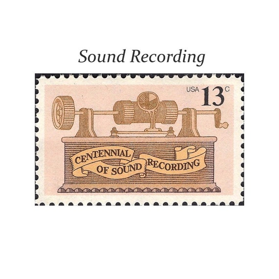 Francobolli per registrazione audio 13c / Francobollo vintage inutilizzato / Confezione da 10 / Giradischi / Thomas Edison / Invenzioni / Francobolli ...