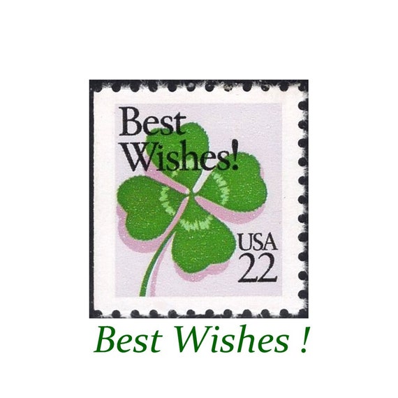 Five 22c Best Wishes Stamp Unused US Postage Stamps Pack of 5 Stamps Four  Leaf Clover St. Patrick's Day Stamps for Mailing 