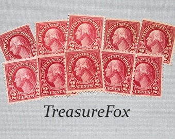 Lot de 10... Timbre-poste américain vintage inutilisé... Timbre George Washington 2 c de 1926. Cadeaux pour collectionneurs de timbres, correspondants et calligraphie.