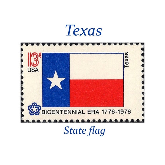 TEN 13c TEXAS State Flag Stamp | Vintage Unused US Postage