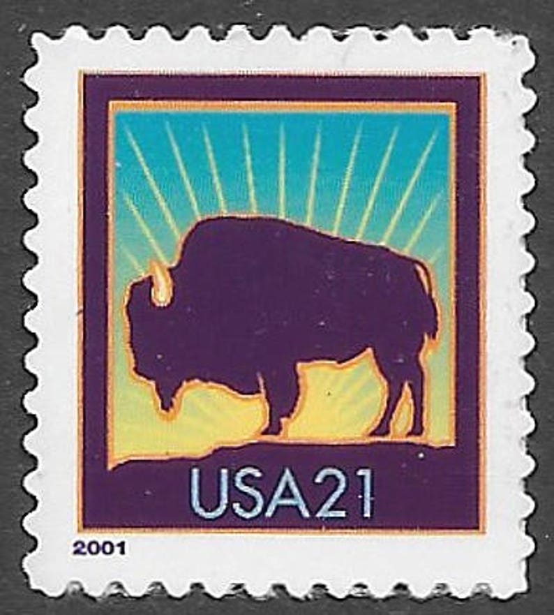 TEN 21c Buffalo Stamps .. Unused US Postage Stamps .. Pack of Etsy